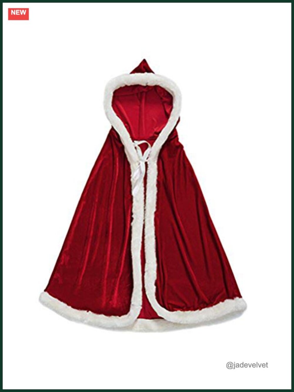 Velvet Hooded Cloak Cape Mrs Santa Claus Costume for Women & Girls